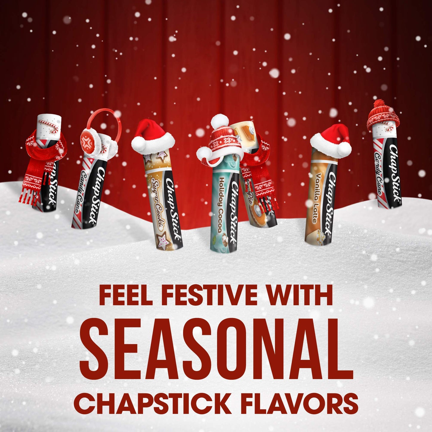 ChapStick Holiday Hot Chocolate, Candy Cane and Sugar Cookie Lip Balm, 0.15oz, 3 pack