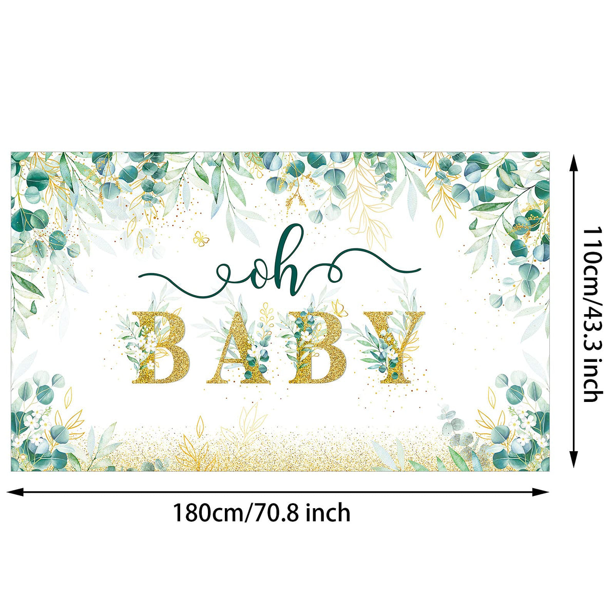 Tatuo Sage Green Baby Shower Decoration Greenery Backdrop Boy Baby Backdrop Gender Neutral Background for Party Decoration, 6 x 3 ft