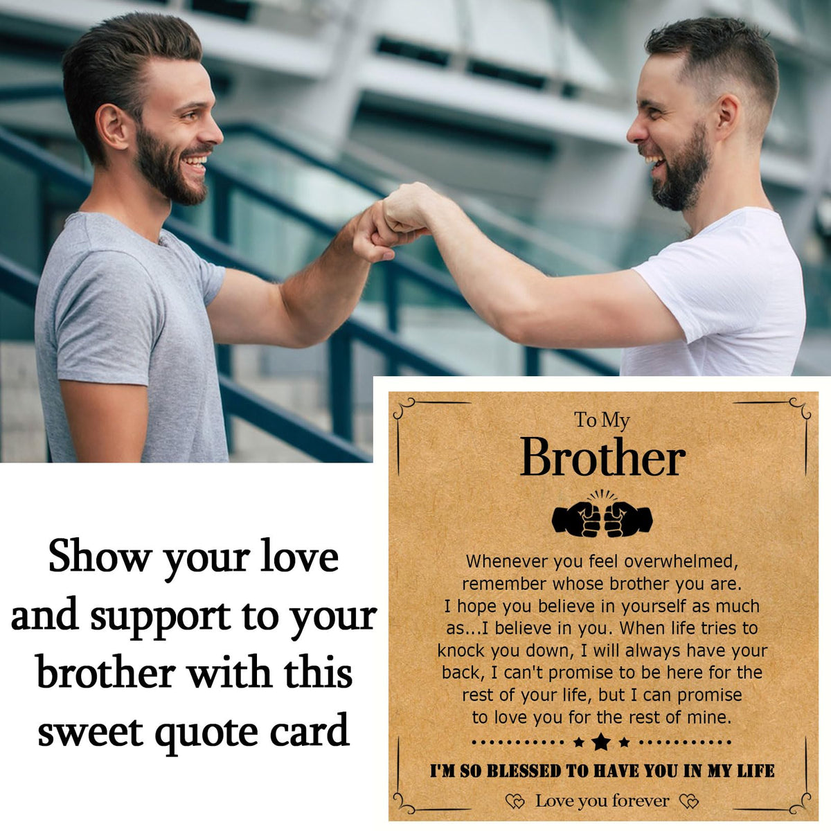 WIKHIA Gifts for Brother from Brother Sister, Cool Infinity Leather Bracelet Christmas Birthday Jewelry Present Ideas for Men