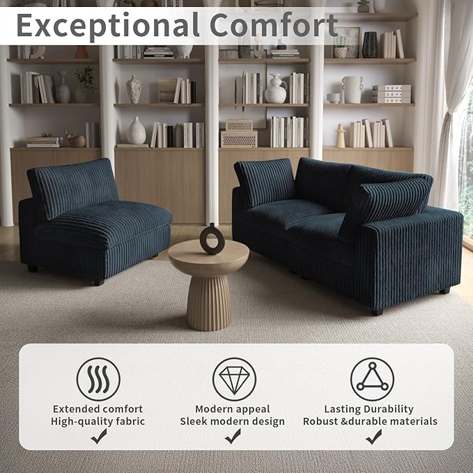 WJShome Cloud Modular Sectional Sofa,78" Plush Sofas for Living Room,L Shaped Sofa Couch with Storage Ottoman,3 Seater Comfy Couch Deep Seat Couches,Covers Washable&Replaceable (Black)