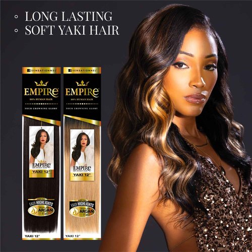 Sensationnel Empire yaki human hair - Tangle Free Weaving for Quick Weave and Sew in Styles for Faux Highlights and Fauxmiddlepart Leave Out - 1 Pack (18 inch, 30 LIGHTAUBURN)