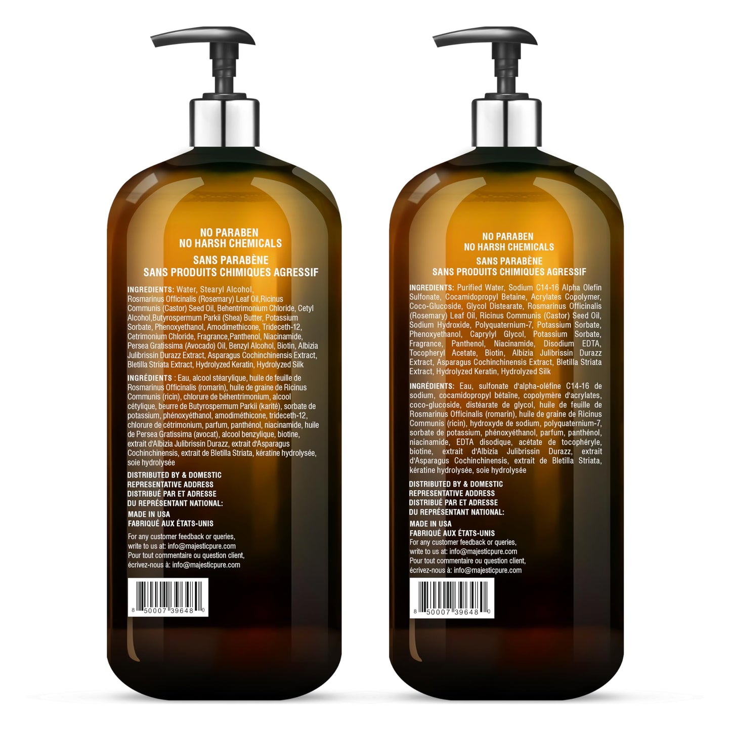 MAJESTIC PURE Biotin Shampoo and Conditioner Set with DHT Blocker Complex - Hydrating, Nourishing & Supporting Healthy Hair, Sul