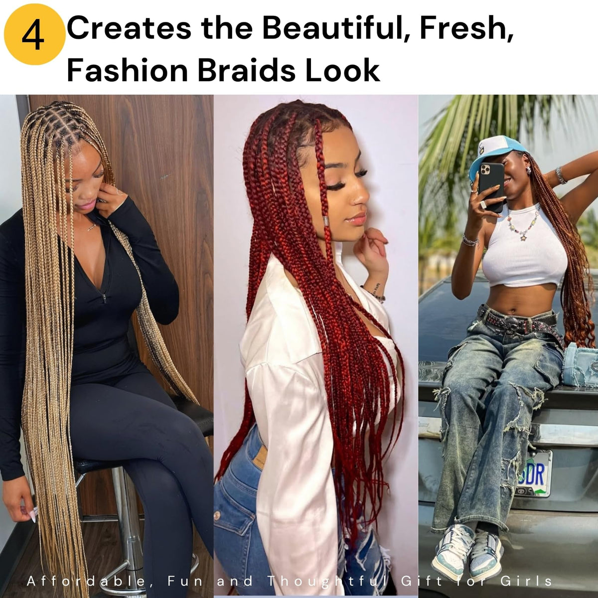 Dark Blonde Brown Braiding Hair Pre stretched Box Braiding Hair Extensions for Knotless Braids Mixed Feed in Braids Hair for Bra