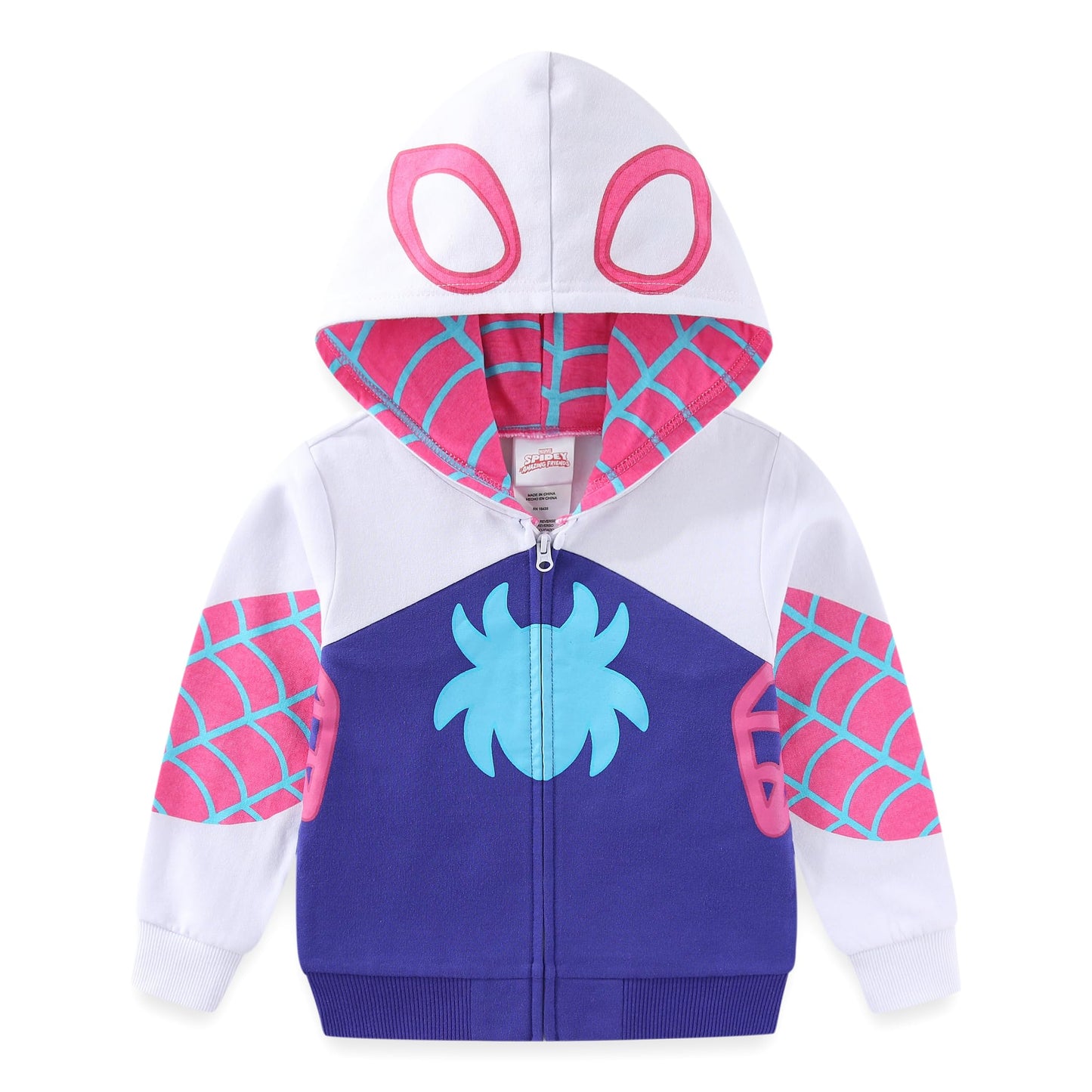Marvel Ghost Spider Spider-Gwen Girls Zip-Up Hoodie for Toddler and Big Kids Purple