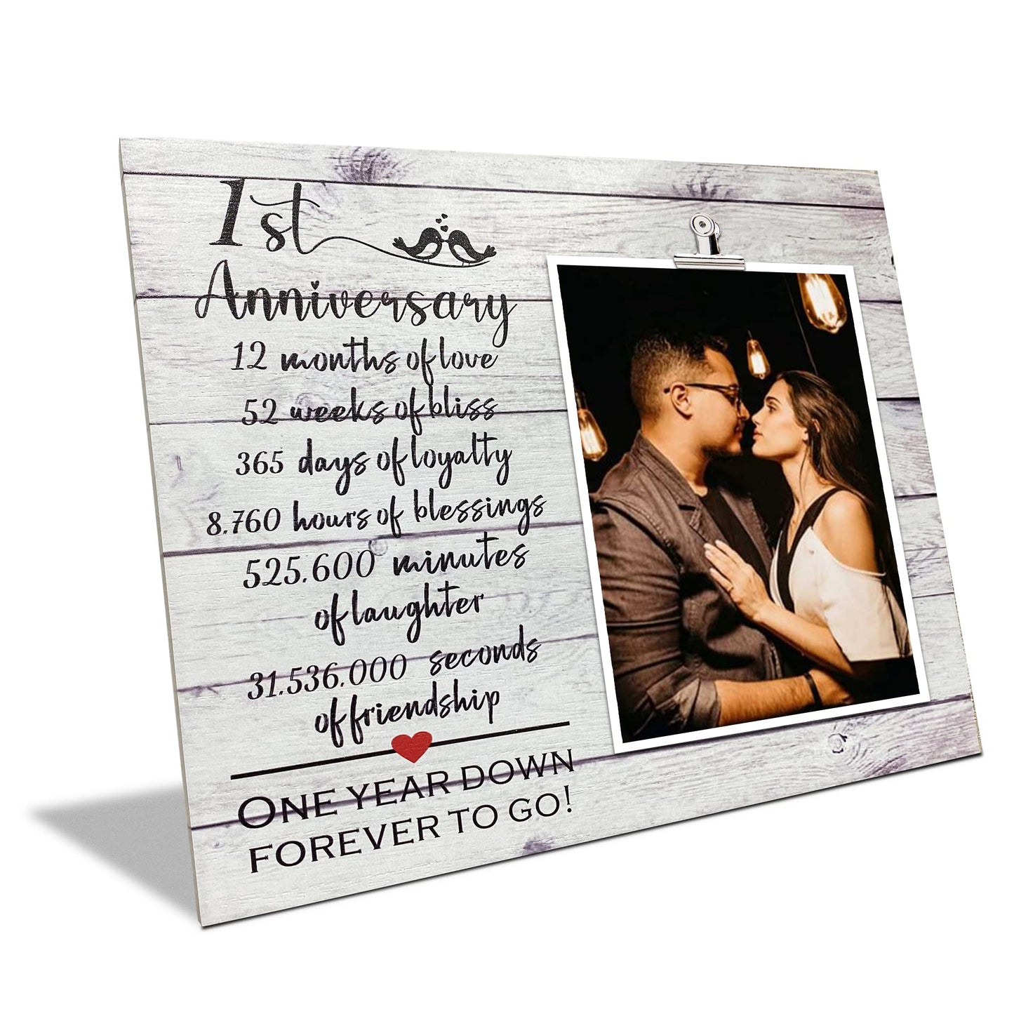1 Year Anniversary Picture Frame Gifts for Couple, 1st Anniversary Frame for Her Him, One Year Anniversary Wedding Gifts for Wife Husband, First Year Anniversary Present for Girlfriend Boyfriend