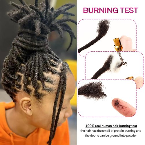 Orientdreads 100% Loc Extensions Human Hair, 8Inch 0.6cm 40 Strands Handmade Dreadlock Extensions for Men Women Kids (#Natural Black)