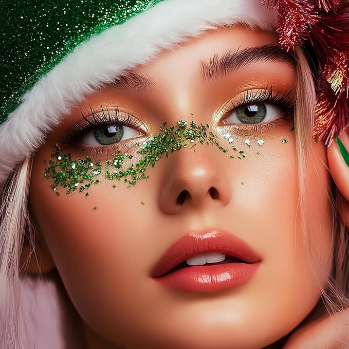 Green Body Glitter Stick,Waterproof Shimmer Elphaba Costume Accessories,St Patrick's Day Outfit for Women,Mardi Gras Hair Glitter Rave Singer Concert,Green Alien Face Glitter Paint