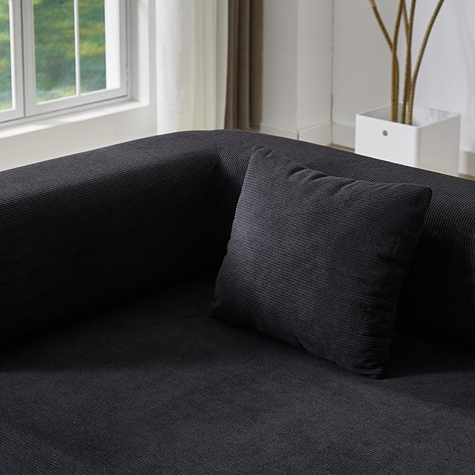 Convertible Couch Sofa Bed Foldable Floor Sleeper | All High-Density Foam | Fold Out Deep Seat Couch | King Size | Compression Sofa Sleeper for Living Room, Bedroom | Corduroy Black