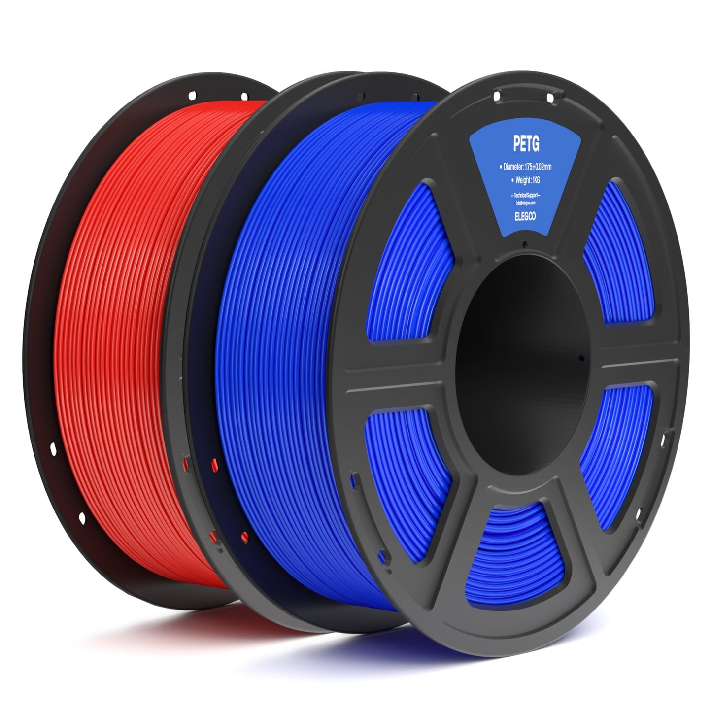 ELEGOO PETG Filament 1.75mm Red & Blue 2KG, 3D Printer Filament Dimensional Accuracy +/- 0.02 mm, 2pcs 1kg Spool(2.2lbs) Fits fo
