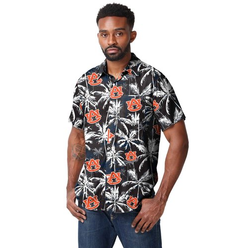 FOCO Auburn Tigers NCAA Mens Black Floral Button Up Shirt - Large