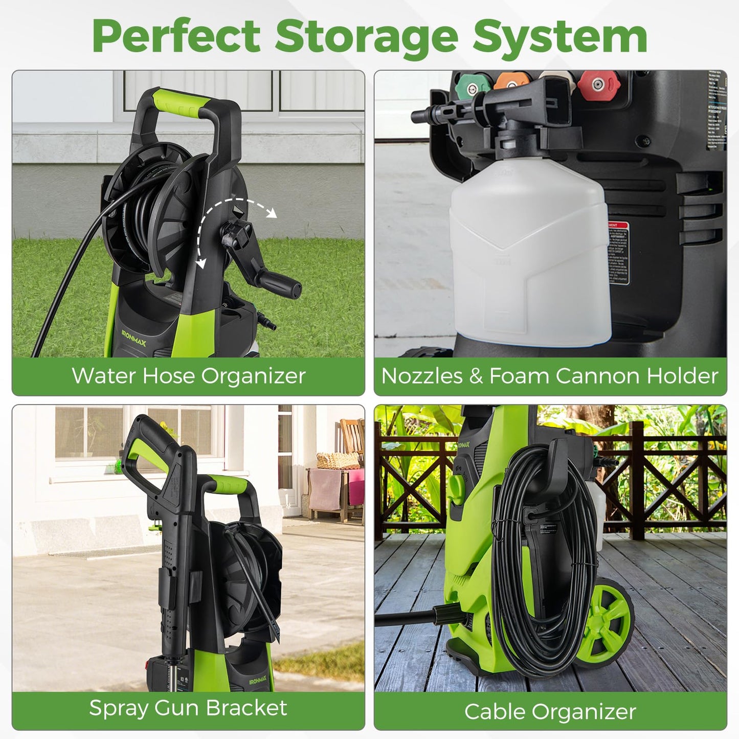 Goplus Electric Pressure Washer, 2150PSI 1.2GPM Power Washer with 4 Quick Connect Nozzles, Foam Cannon, 35.5 FT Cord & 17.5 FT Hose, Portable High Pressure Cleaning Machine for Car Fence