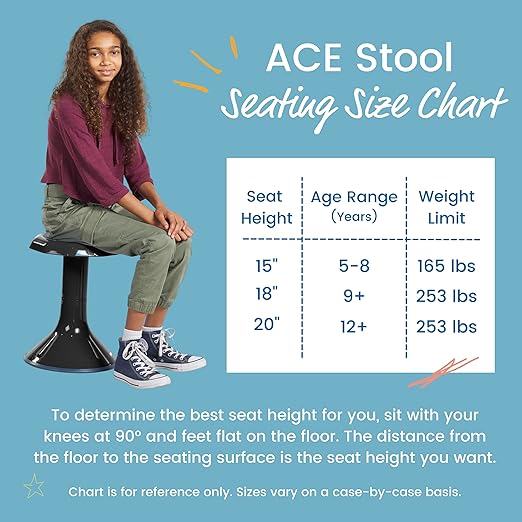 ECR4Kids ACE Active Core Engagement Wobble Stool, 15-Inch Seat Height, Flexible Seating, Navy