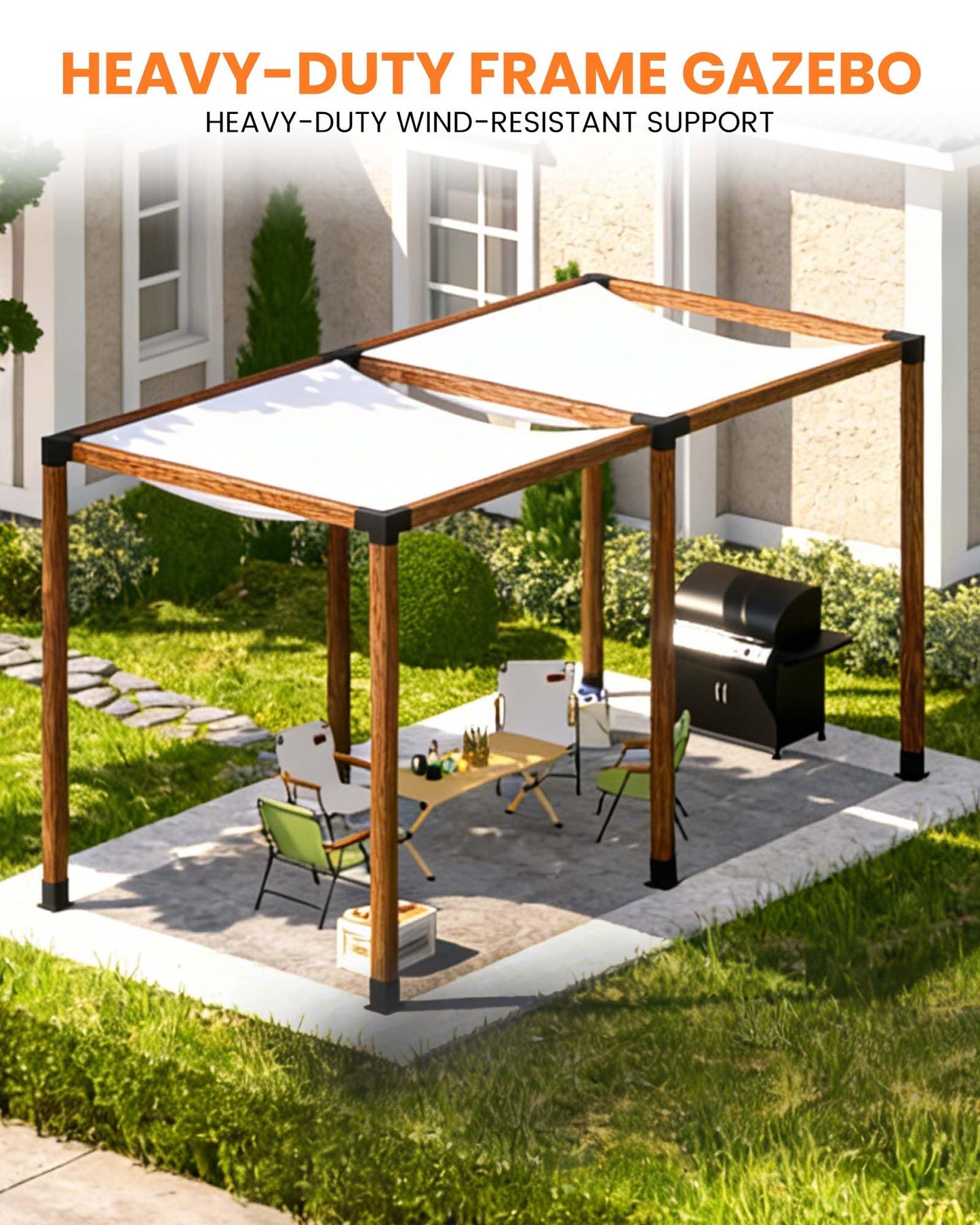 Pergola Bracket Kit 4x4 (Actual 3.6 x 3.6 in), 3-Way Corner & 4-Way Center Brackets with Post Base Set, Heavy Duty 2mm Steel Hardware with Hooks for Patio, Gazebo & Backyard Build