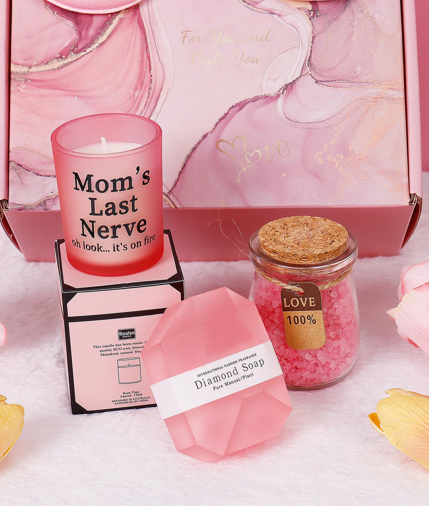 ONEVIVE Birthday & Christmas Gifts for Mom, Women & Friends - Relaxing Spa Gift Basket with Tumbler & Candle Set