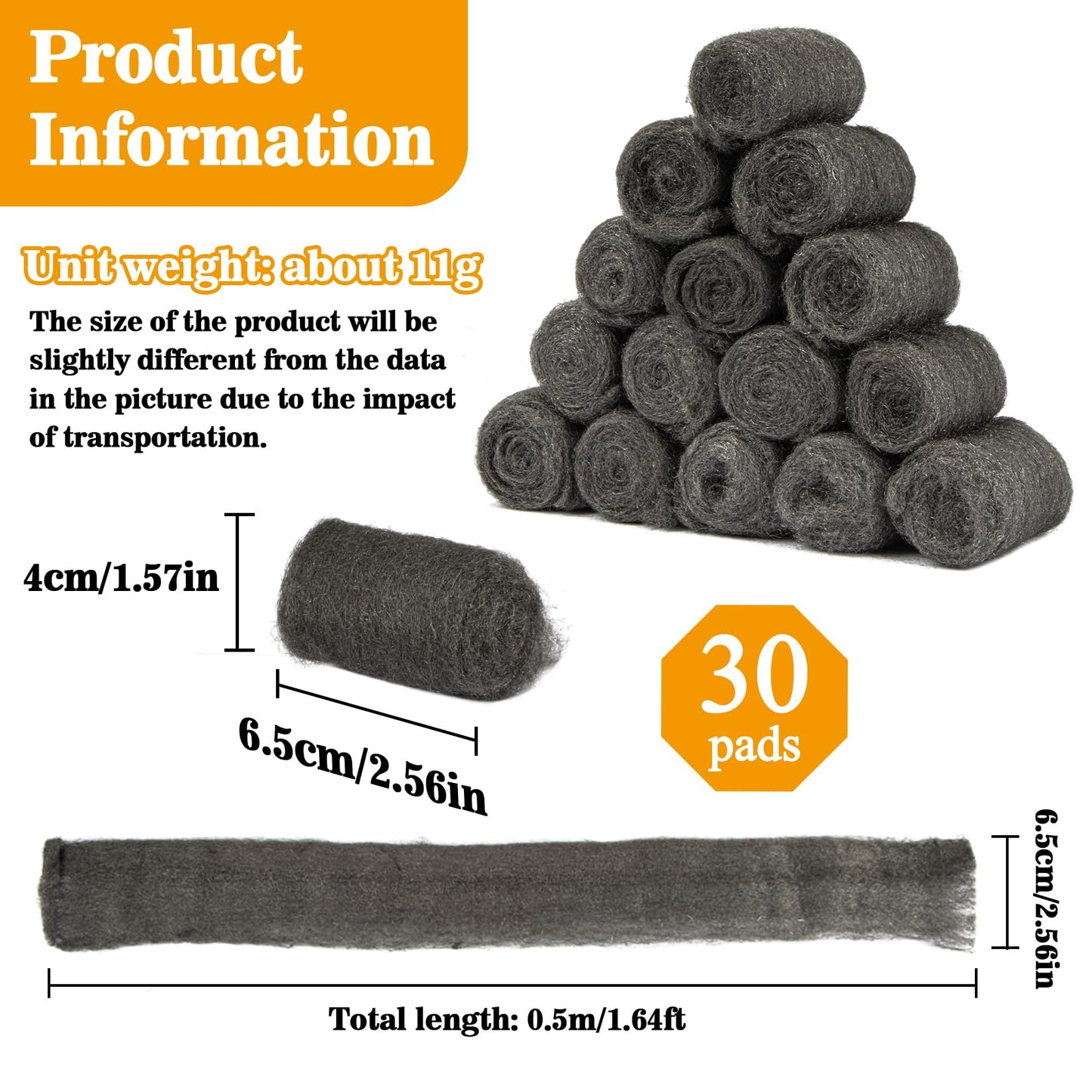 MAQIHAN Steel Wool Pads 0000 Fine - 30PCS Precutting 0000 Steel Wool for Glass, Wood, Metal Polishing, Water Stains Cleaning, Mice Control, Hole & Gap Filler