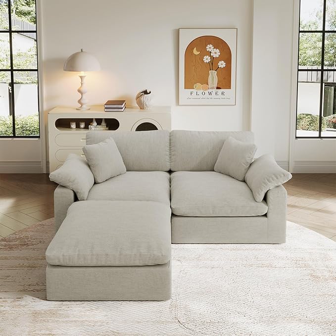 Intuition Decor Cloud Modular Sectional Sofa,2 Seat Down Filled Sofa 78.6" Minimalist Sofa,Cover Washable and Replaceable Couches for Living Room,Sectional Sofa Deep Seat