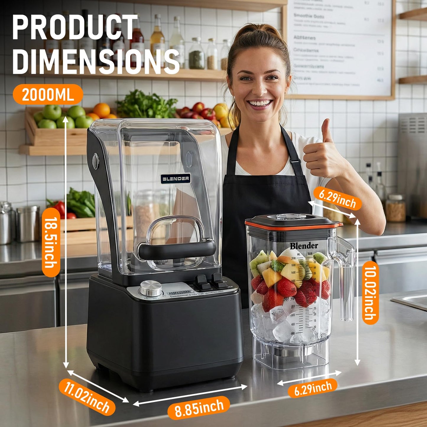 Nalison Professional Commercial Quiet Blender Soundproof Shield ,70 Oz Quiet Professional Blender 1800W Commercial Blenders for Smoothies, Noise Reduction blending for Family and Business (Model: G3)