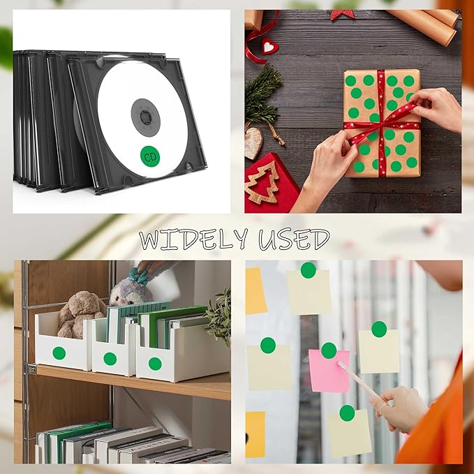 0.75 Inch 4 Rolls of 4000 Colorful Dots Sealing Stickers,3/4"Round Permanent Adhesive Color Coding Labels,Green Dots Stickers for Home Decorative, Storage Bins, Moving Containers & Organization