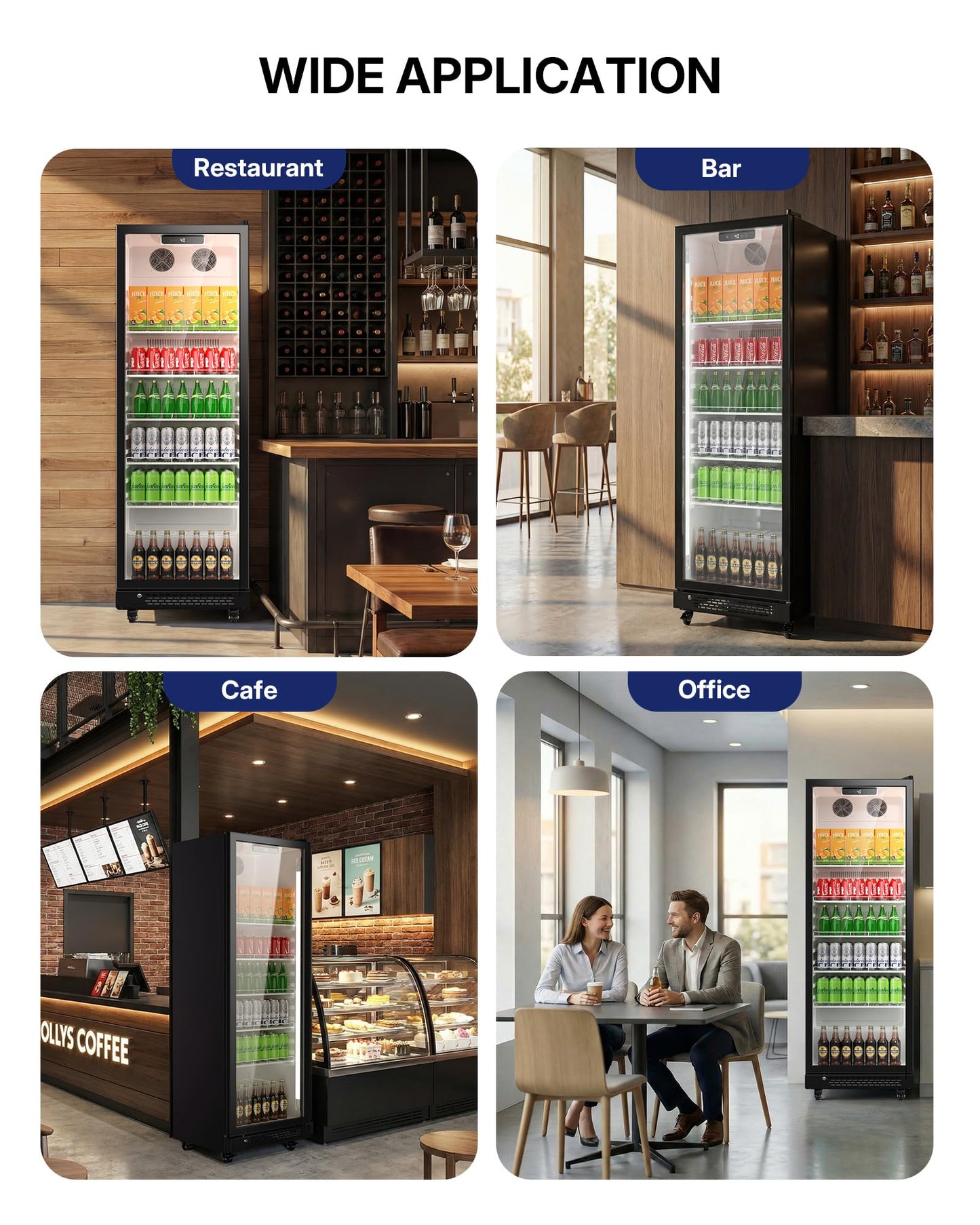 Upstreman Commercial Beverage Refrigerator, 12.1 Cu.Ft Glass Door Display Refrigerator with Soft LED Light and Adjustable Shelves, Merchandiser Cooler for Restaurant, Cafe, Bar, Office