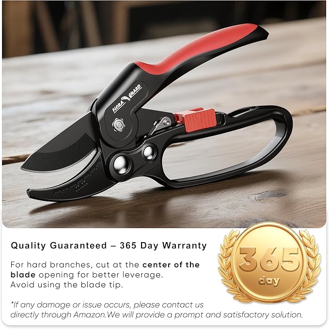 FLORA GUARD Ratchet Pruning Shears, Garden Shears with Reinforced Structure, 3x Cutting Power, Sharp Gardening Scissors for Branches up to 7/8 in, Ideal for Weak Hands