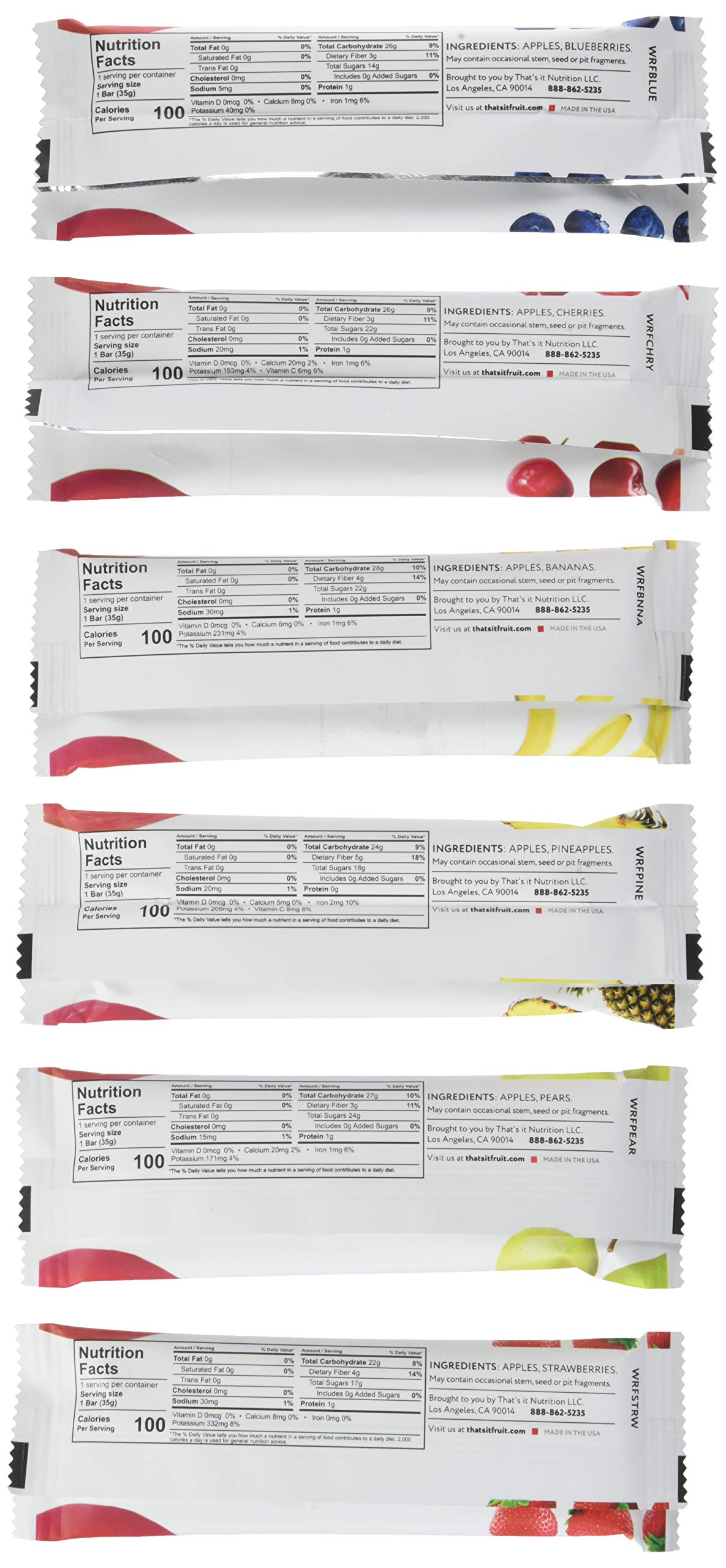 That's it Super Sampler, Pack of 24 (Apple With Blueberry, Strawberry, Pineapple, Pear, Cherry, Banana)