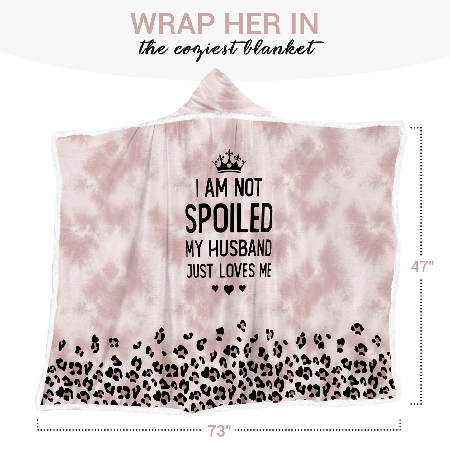 Spoiled Wife Fleece Wearable Blanket Hoodie - Mothers Day Gifts for Wife from Husband - Birthday Wife Gifts Ideas