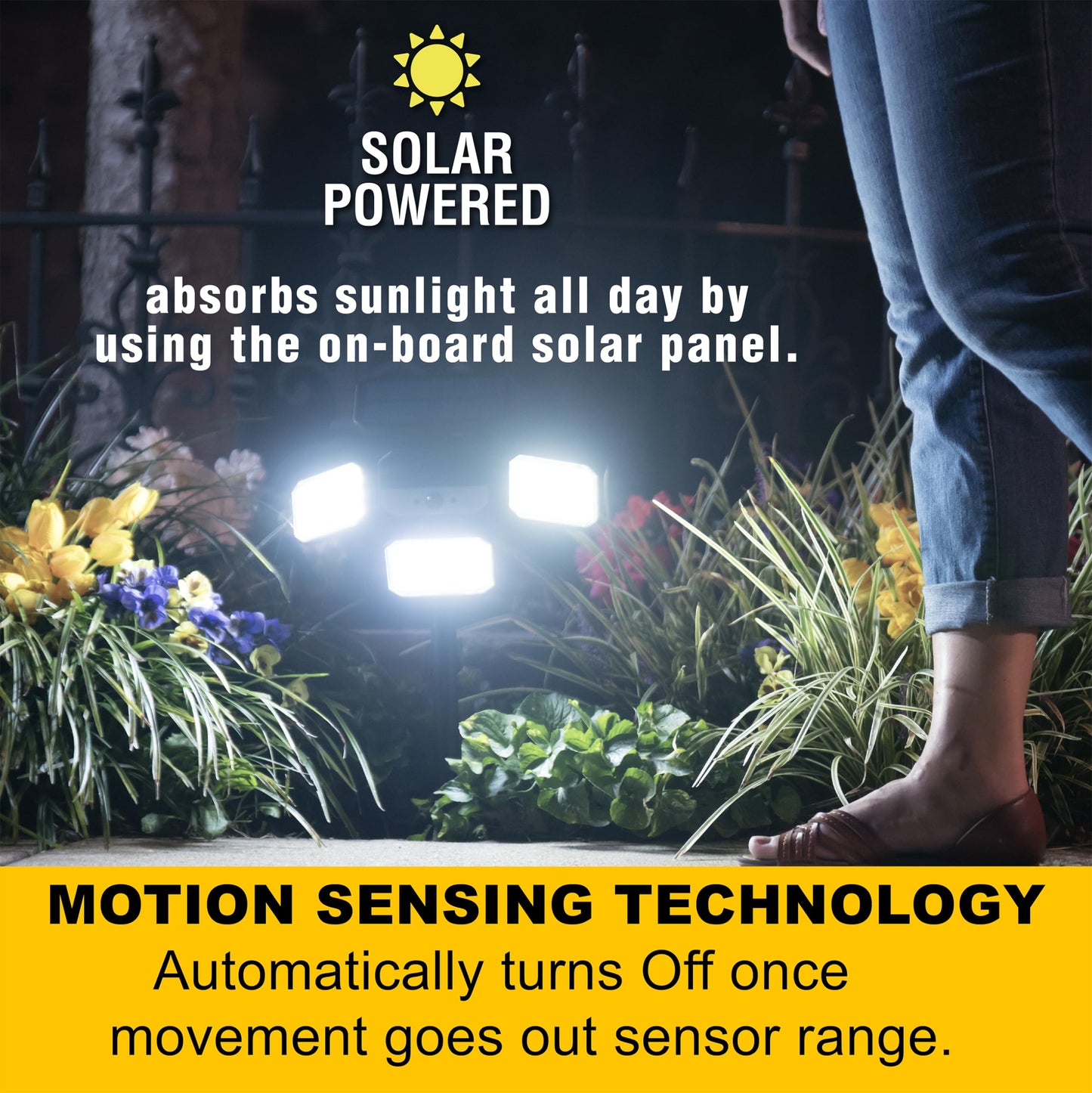 Bell+Howell Bionic Flood Light Solar Security Lights Outdoor Motion Sensor 108 COB-LED Floodlight with 180ยฐ Swivel/Adjustable Panel Design Waterproof Outside Lights with Sensor Solar Lights Outdoor