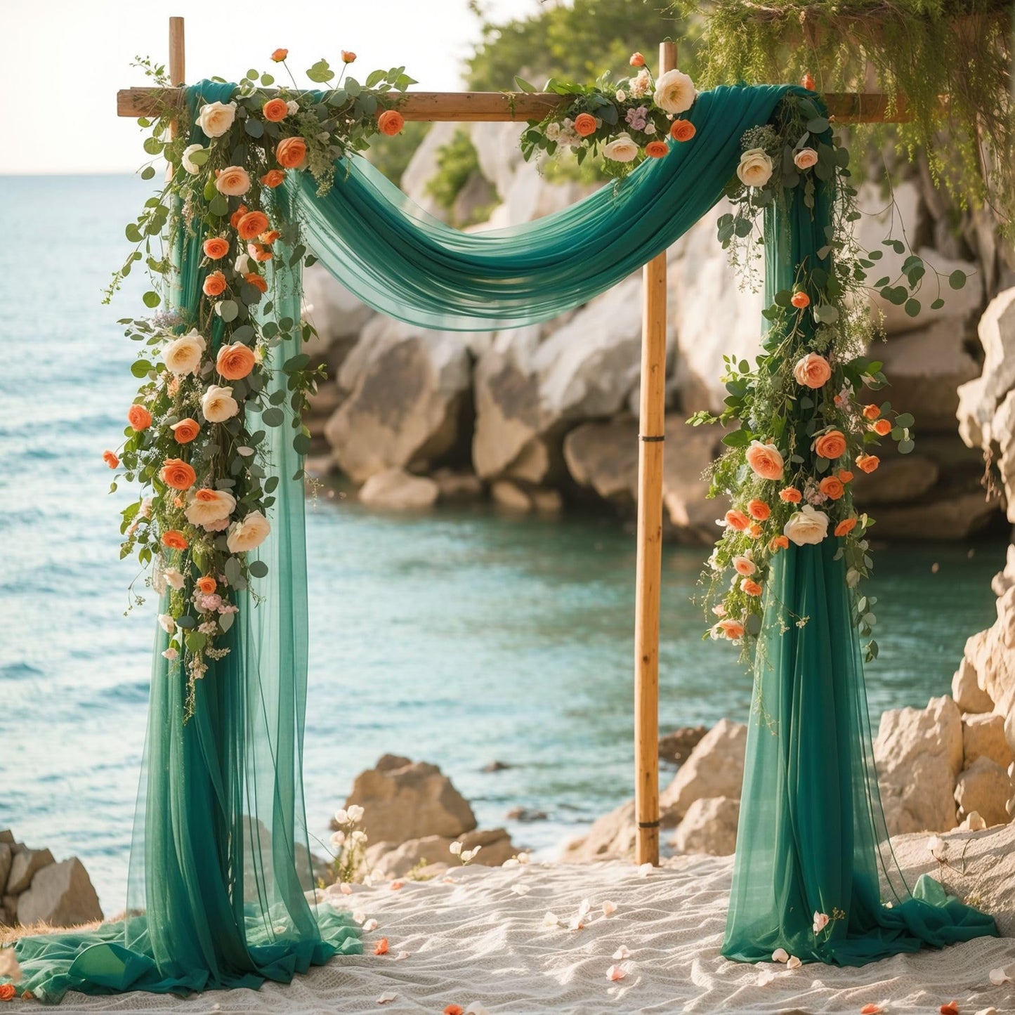Wedding Arch Draping Fabric, 1 Panel 28 X 19Ft Emerald Green Arch Drapes Sheer Backdrop Curtain For Wedding Ceremony Party Ceili