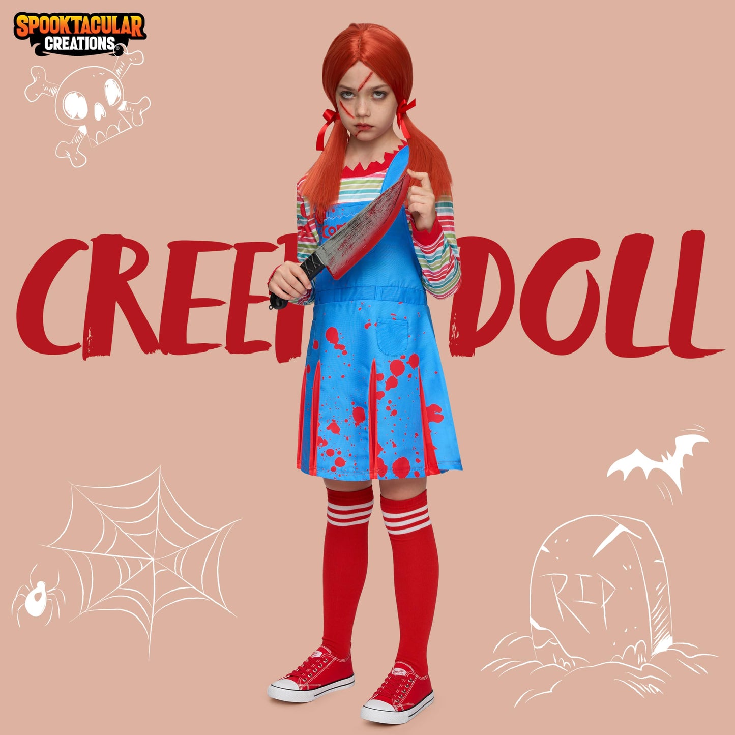 Spooktacular Creations Creepy Doll Costume for Kids Girls, Halloween Costume for Kids, Girls Killer Doll Outfit