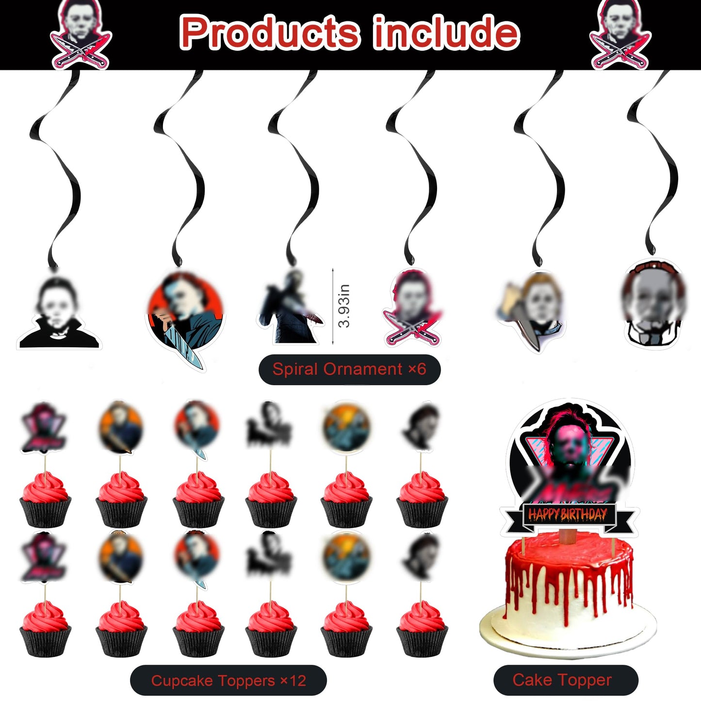 Have A Killer Party Decoration, Classic Killer Birthday Banner Hanging Swirls Centerpieces Thriller Killer Role Party Latex Balloons for Scary Horror Movie Birthday Halloween Party