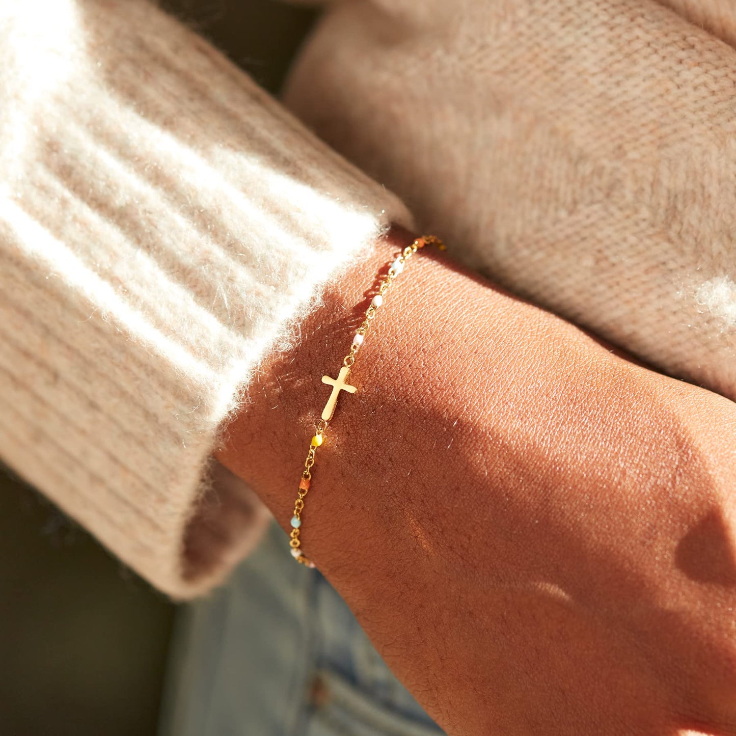 STORYJEWELLERY Friend Gifts for Women, Cross Bracelets for Bestie, Unique Birthday Gifts for Women Friendship, Friend Bracelet, Presents for Female Friends, Bff Jewelry