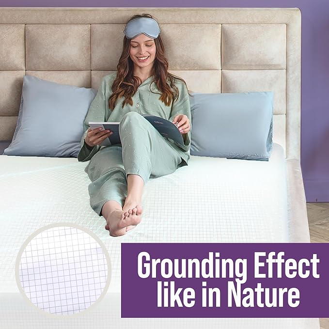 Earth Grounding Sheets King Size with 12% Silver Fiber & 4% Silk & 84% Cotton - White - SGS Quality Certified Grounded Well Bed Sheet - Conductive Fitted Sheet for Better Sleep
