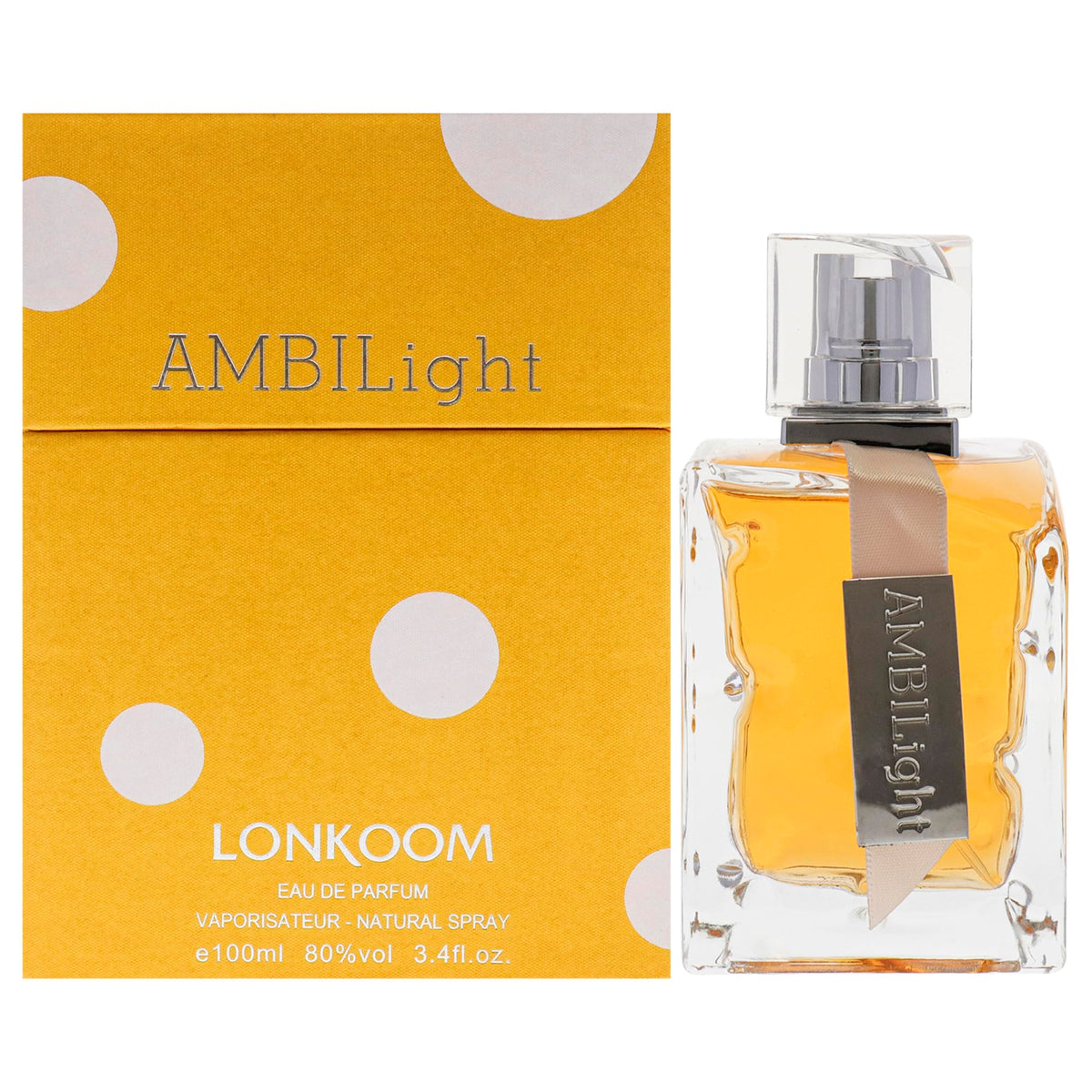 Lonkoom Ambilight - Yellow - Fragrance for Women - Fruity and Floral Scent - Perfume Notes of Lychee, Rose, Peony, Lily, Amber, Cedar, Musk - Long Wearing Aromatic Projection - 3.4 oz EDP Spray