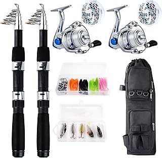Telescopic Fishing Rod Reel Kit 2pcs 6.89FT Collapsible Spinning Pole Reel Combo Compact Fishing Lures Tackle Accessories ...
