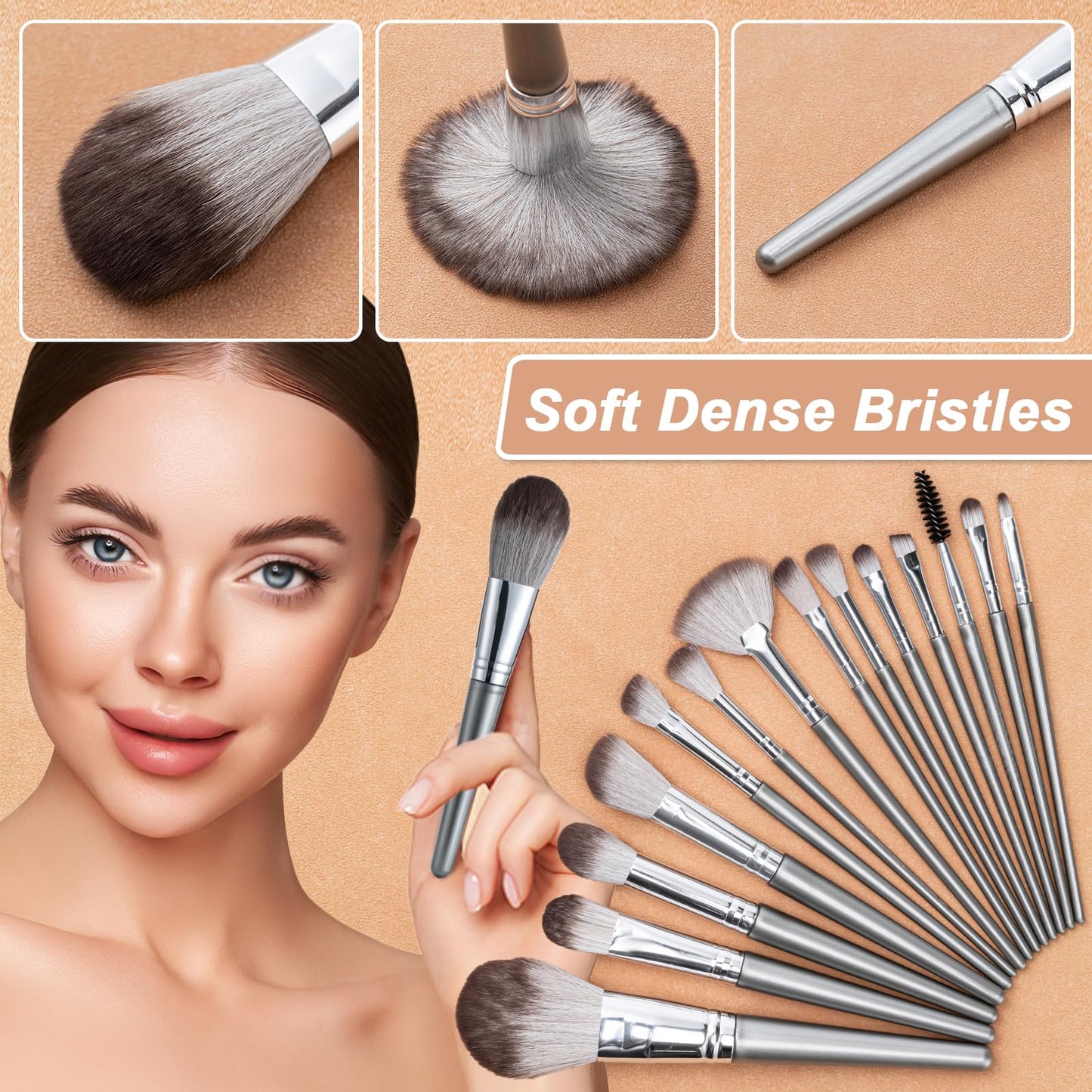 Amrules Makeup Brushes, 14 Pcs Professional Makeup Brush Set, Eye and Face Foundation Brush Set, Eyeshadow Brushes, Cosmetic Bru