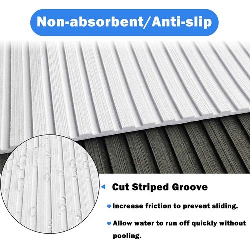 HZCHIONE Boat Flooring EVA Foam Boat Decking White 94"x35" Non-Slip Boat Mat Self-Adhesive Foam Boat Deck Flooring Carpet Mat Rolls for Kayak Deck Boat Yacht Flooring Motorboat