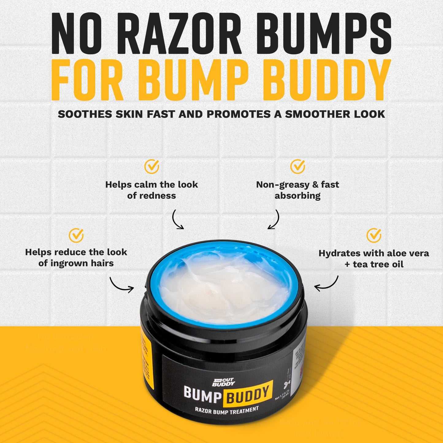 Bump Buddy After Shave Cream, Helps Reduce Razor Bumps & Discomfort Post-Shave for Head, Face, Neck, Underarms, Legs, Bikini Area, 50 ml