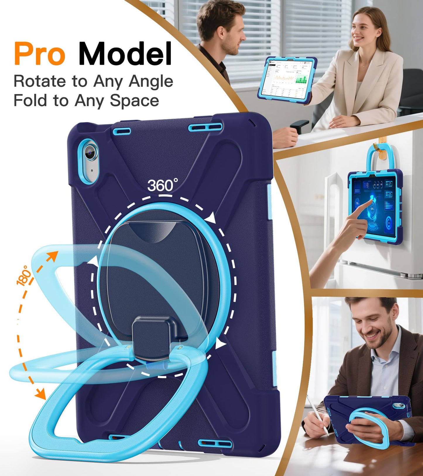 Batyue Case For Ipad (A16) 11Th/10Th Gen 11 /10.9 2025/2022 - Heavy Duty Shockproof Cover With 360 Rotating & 180 Folding
