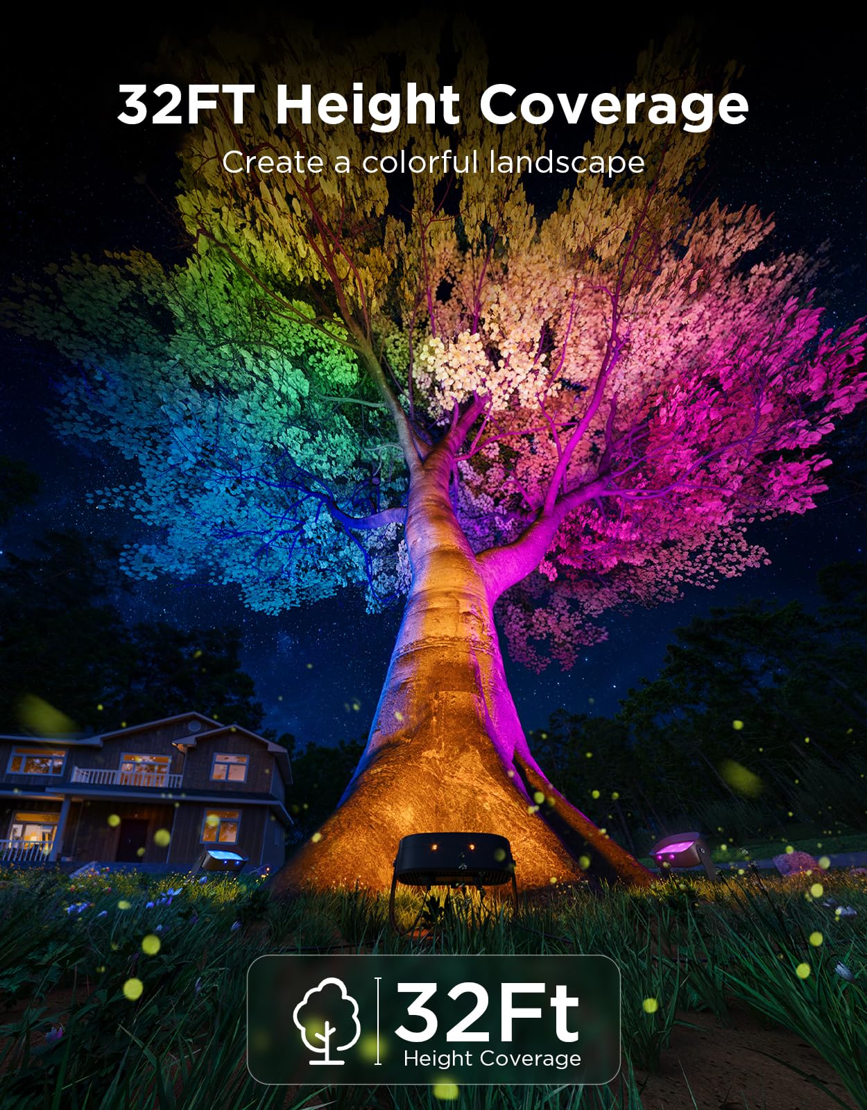 Govee Outdoor Tree Lights 3-Pack, RGBWIC LED Landscape Lighting, IP67 Waterproof, Outdoor Lights for Yard Patio Garden, 66 Scene Modes with App Control, Works with Alexa, Google Assistant, Matter