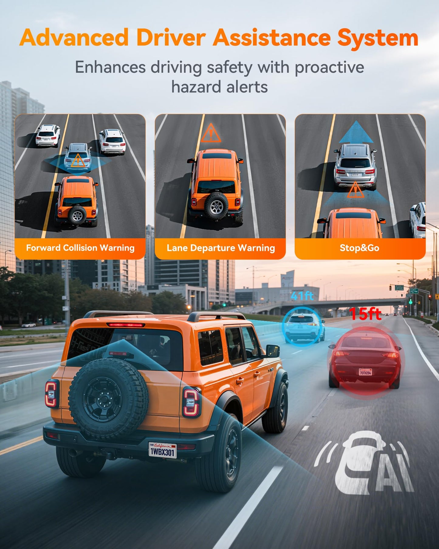 Wolfbox X3 2.5K 1440P 60Fps Dash Camera, Starvis 2 Imx675 With Adas, 1440P+1080P Dual Dashcam Front And Rear Camera With Built-I