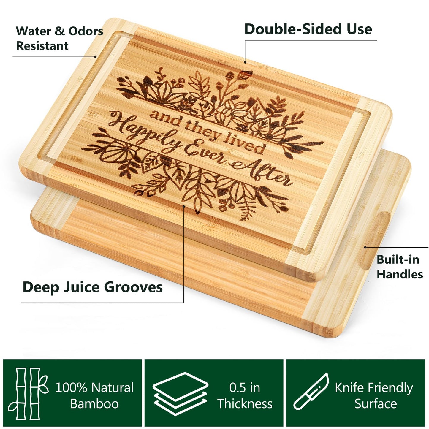 Wedding Gift for Couple 2025, Engraved Cutting Board Bridal Shower Gifts for Bride and Groom Engagement, They Lived Happily Ever After Marriage Cutting Board, Newlywed Wedding Gift for Couples
