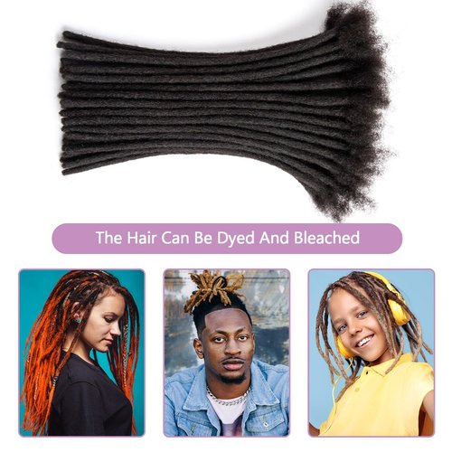 Originea Dreadlock Extensions Human Hair for Man/Women Full Head Handmade 0.8cm Thickness Can Be Dyed and Bleached Dreadlocks Bulk Permanent Loc Extensions (8 Inch 60 Strands, 1B# 0.4cm)