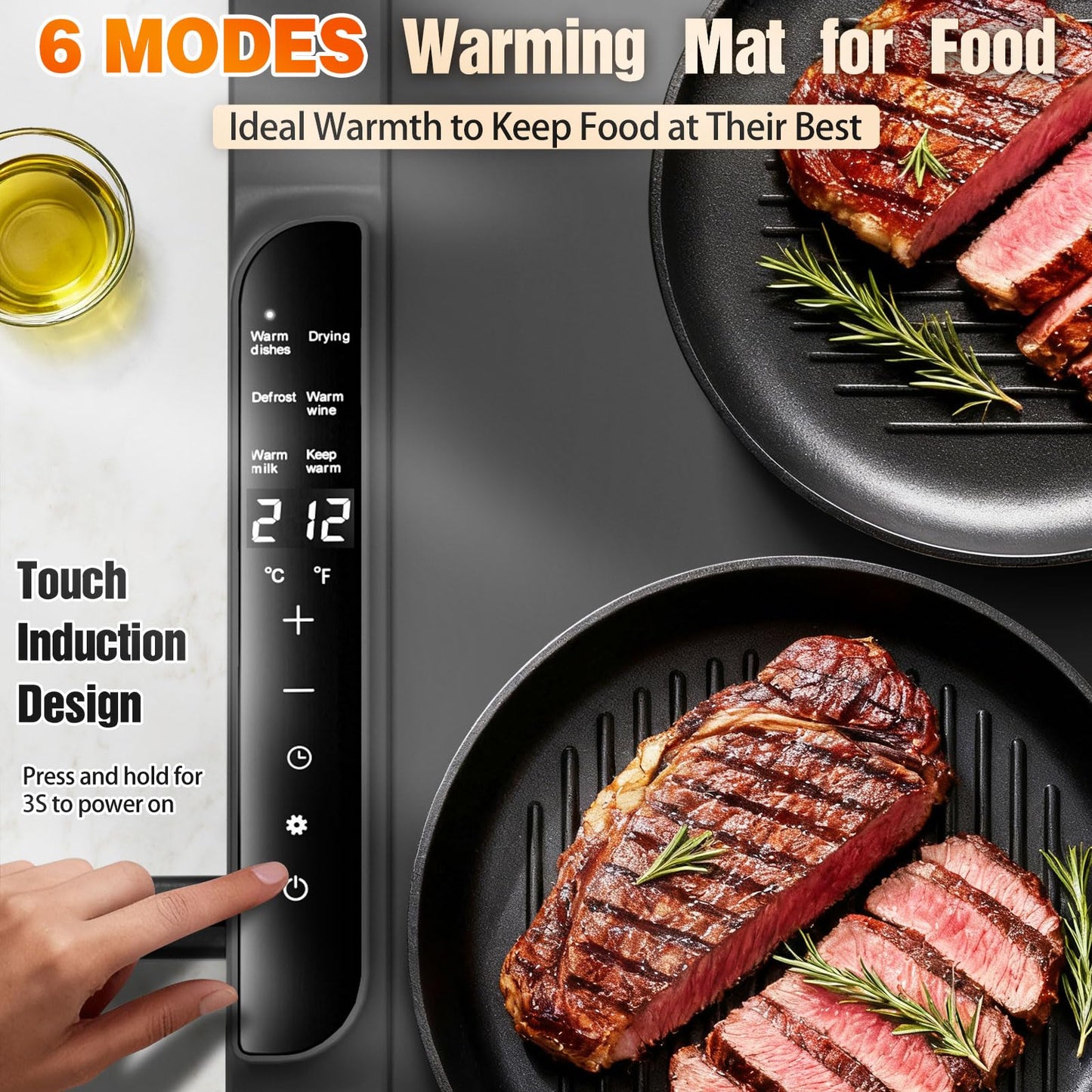 Warming Mat for Food - Food Warmer with 14 Temperature - Silicone 6 Modes Electric Warming Tray - Home Kitchen Appliances - 26 * 15 inches