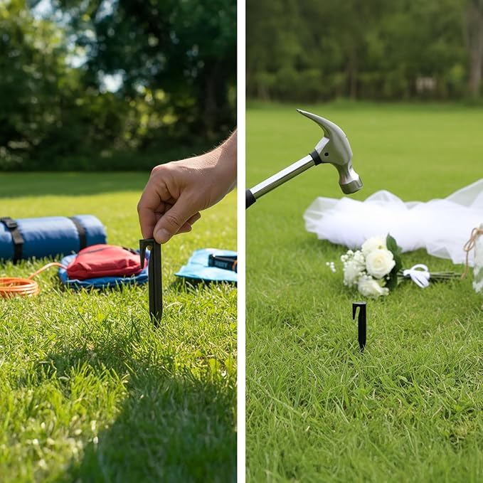 PercyEffie 500 Pcs Plastic Lawn Stakes Wire Stake Pegs Wire Stakes Landscape Pegs for Robotic Mowers Invisible Pet Fences Garden Camping Compatible Black plow Stake