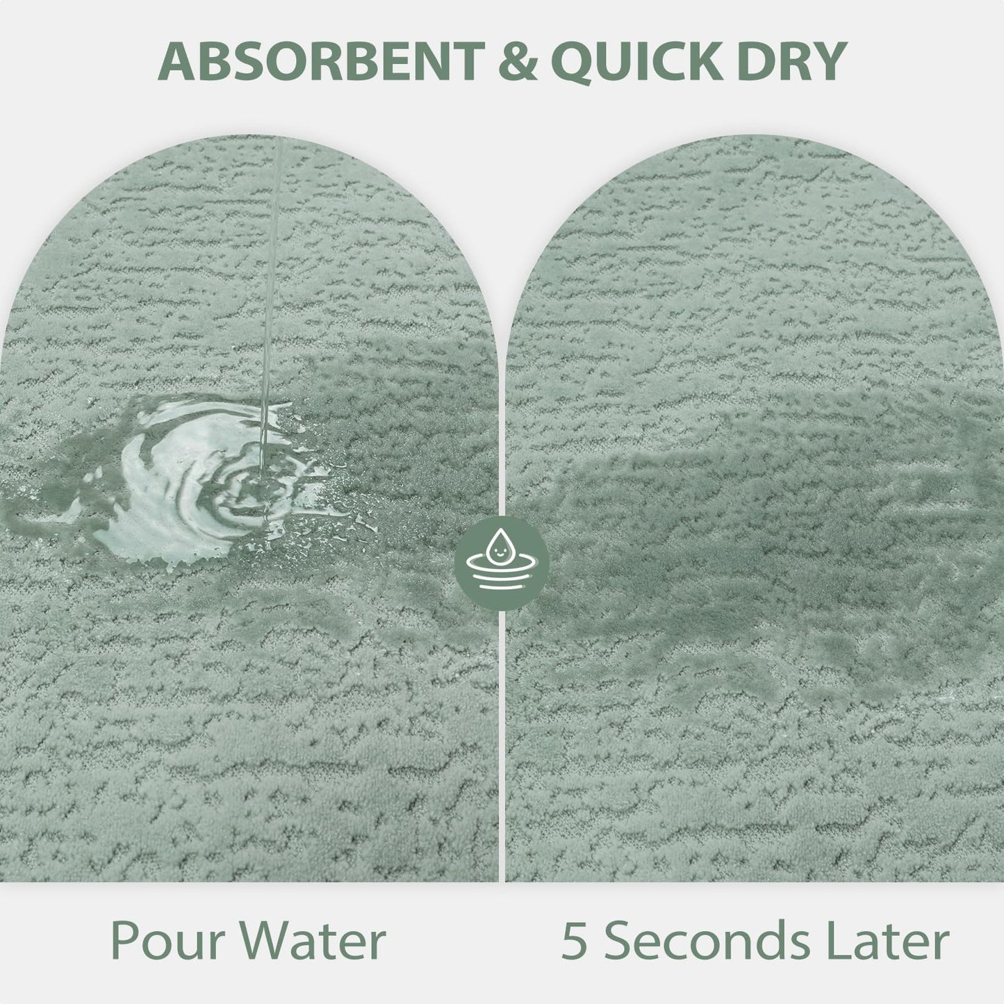 Uphome Bath Mat,Ultra Thin Bathroom Rugs,Rubber Bath Mats for Bathroom,No Slip Bath Rugs,Quick Dry,Machine Washable,Low Pile,Absorbent,for Bath Sink Tub Shower,Green,20x30 Inch