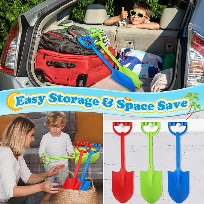 3 Pack Beach Sand Shovels Toys, 16 Inch Plastic Spade Shovel Scoop for Kids Adults, Beach Sand Toy for Sandbox,Outdoor, Snow Scoop, Planting Shovels for Digging, Gardening, Summer Vaction Travael