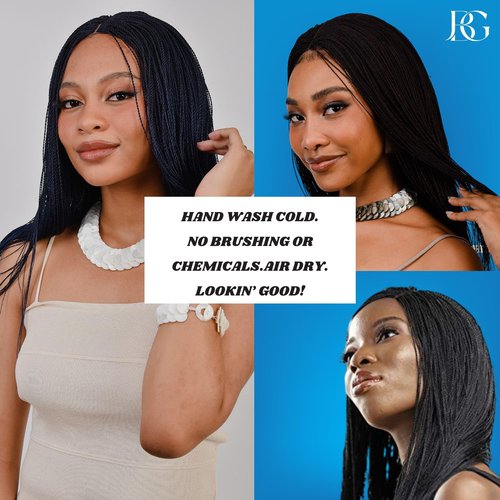 JBG SERVICES Twisted Wigs, 18-Inch Micro Million Twist Braided Wig - Light, Soft Braid Wigs for Black Women with Glueless Front Lace Closure - No Tangle Synthetic Braid- Darkest Brown Color 2