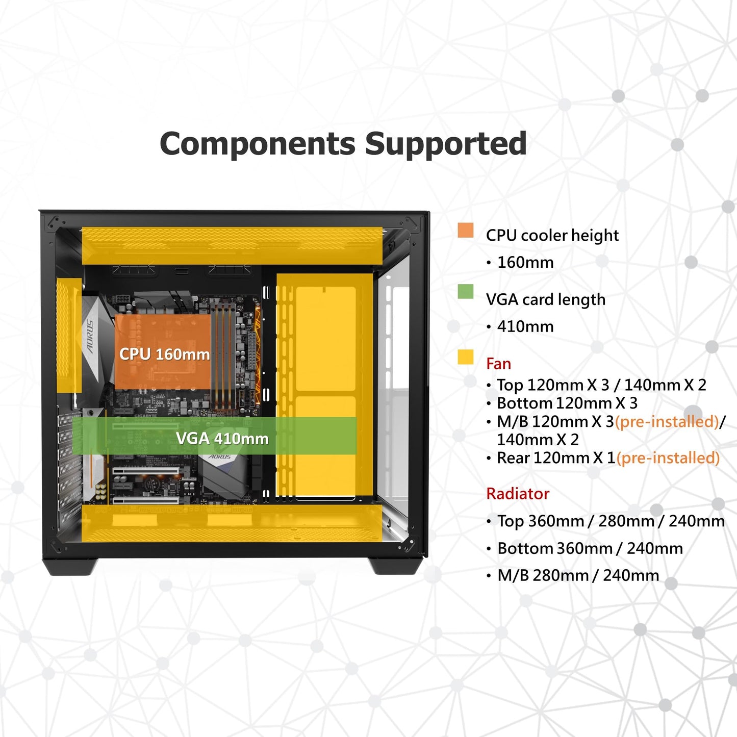 Raijintek Paean C7 Black Tg4, Atx Pc Case, Dual Chamber Design, Tempered Glass Side Panel, Front I/O Usb Type-C Port, Magnetic D
