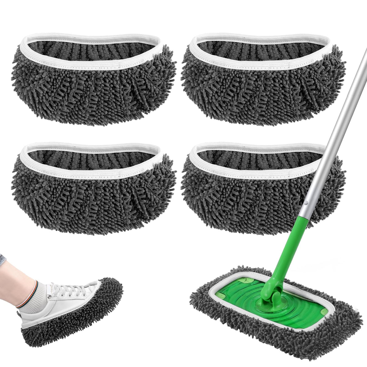Reusable Wet Pads Refill for Swiffer Sweeper Mop - Dry Sweeping Cloths & Wet Mopping Cloths for Household Cleaning - Washable Microfiber Mop Pads, 6 Pack (Mop is not Included)