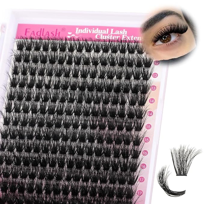 FADLASH Lash Clusters 100D Fluffy Eyelash Clusters 12-18mm Individual Lashes Cluster Eyelash Extensions 3D Effect Wispy Thick Lash Extension Clusters (100D-0.07-D, 12-18mm)